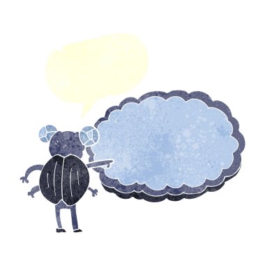 FreeHand retro karikatür işaret eden böcek