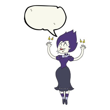 konuşma kabarcık karikatür vampir kız