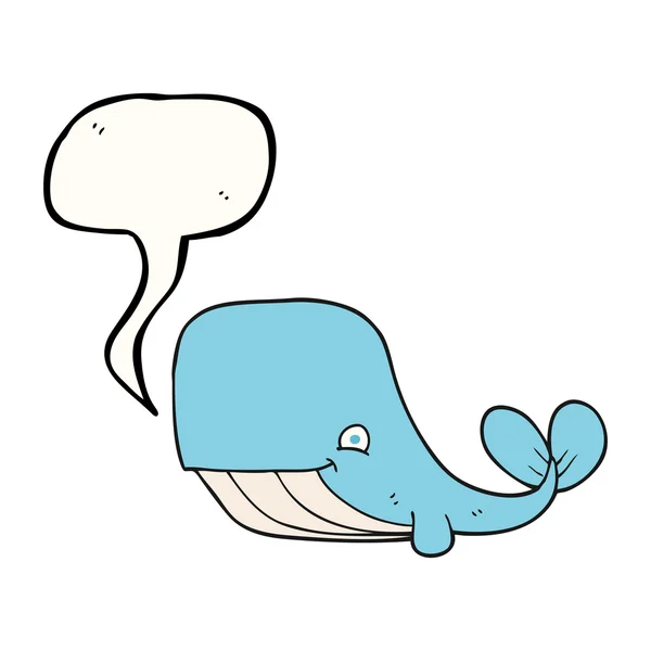 Toespraak bubble cartoon gelukkig walvis — Stockvector