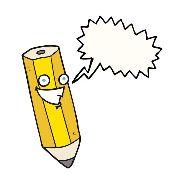 Boldog beszéd buborék rajzfilm ceruza — Stock Vector
