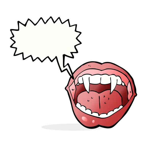 Dessin animé vampire bouche avec bulle de parole — Image vectorielle