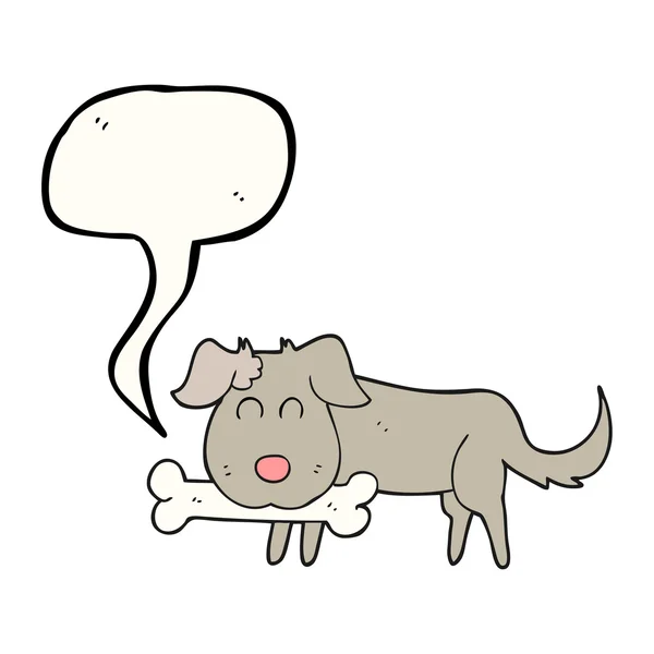 Toespraak bubble cartoon hond met been — Stockvector