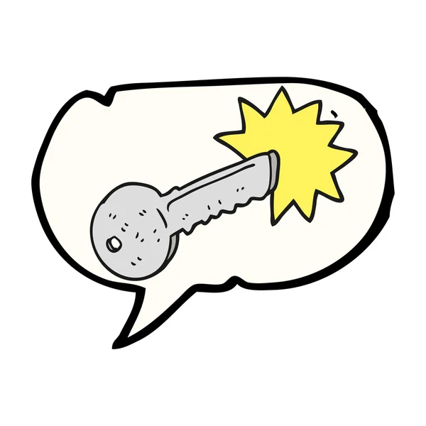 Speech bubble cartoon door key — Stock Vector