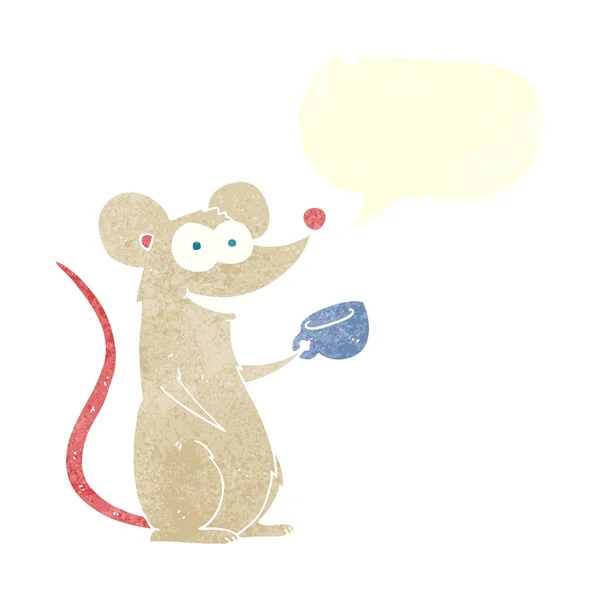Retro cartoon mouse with speech — Stock Vector