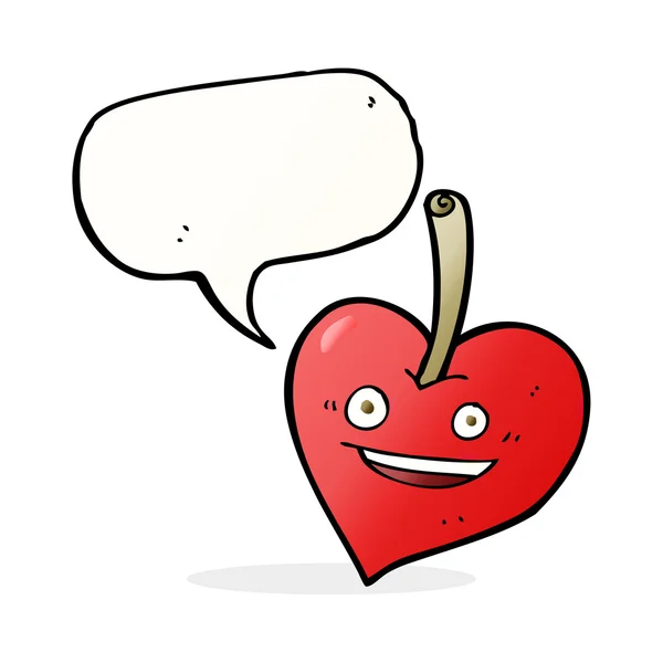 Desenho animado amor coração maçã com bolha de fala — Vetor de Stock