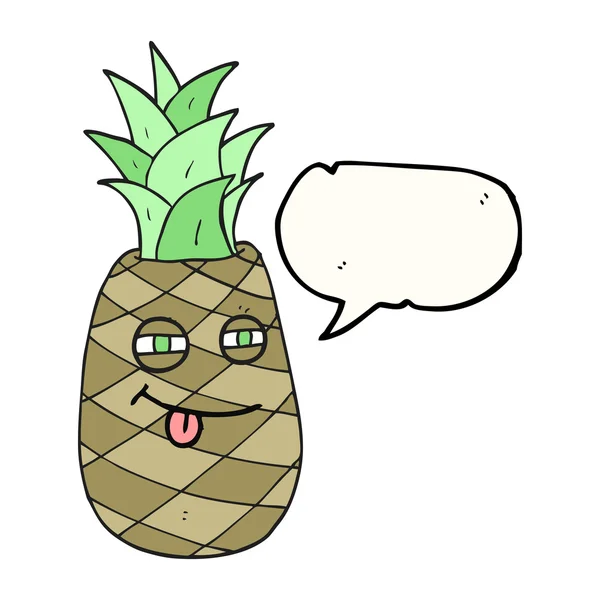 Řeči bubliny cartoon ananas — Stockový vektor