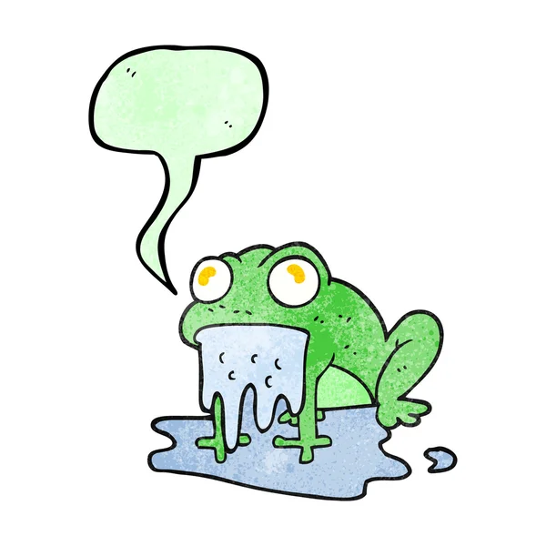 Speech bubble textured cartoon gross little frog — Stock Vector