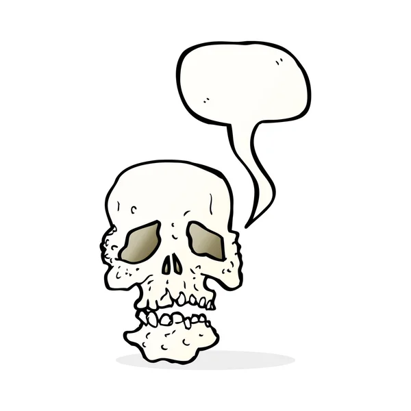 Calavera de dibujos animados con burbuja del habla — Vector de stock