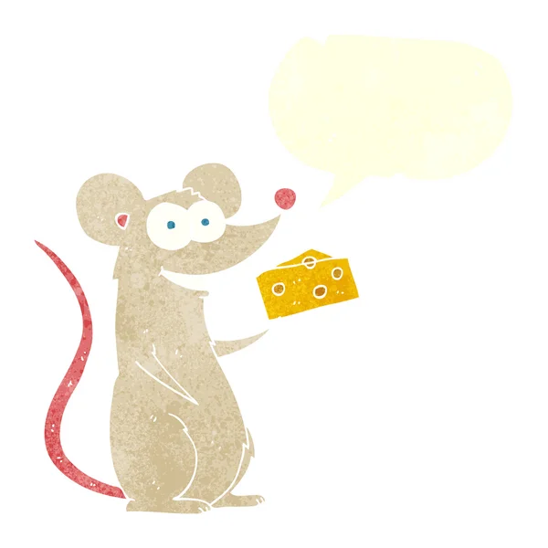 Mano libera retro cartone animato mouse con — Vettoriale Stock
