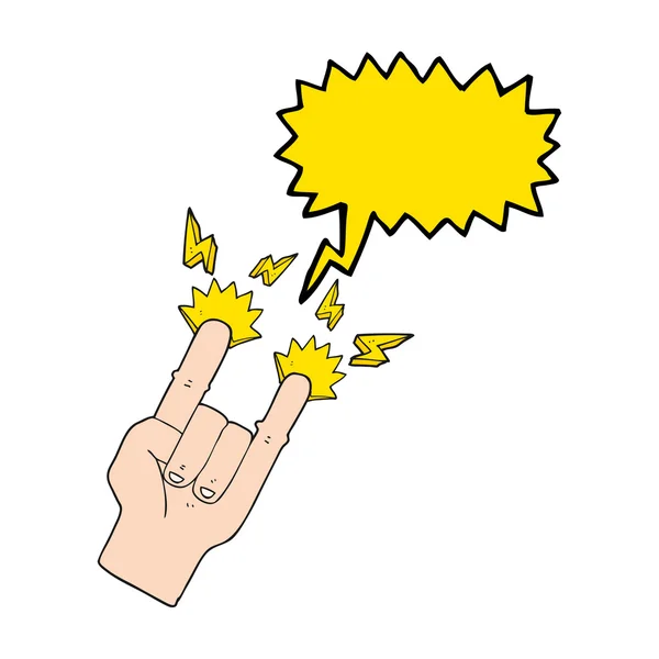 Parole bulle dessin animé main faisant rock symbole — Image vectorielle