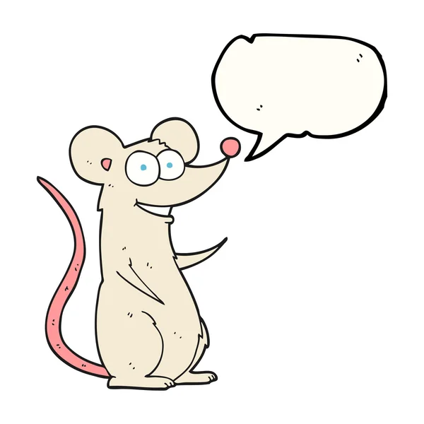 Speech bubble cartoon happy mouse — Stock Vector