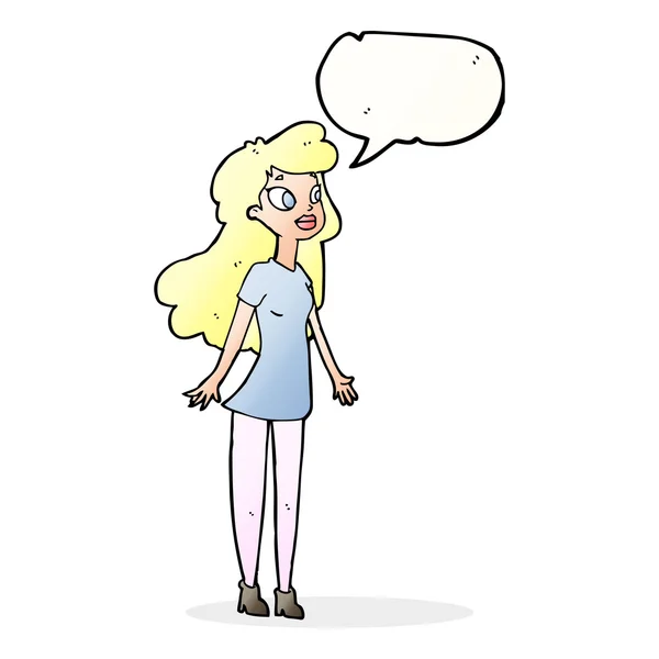 Cartoon pretty girl with speech bubble — Stock Vector