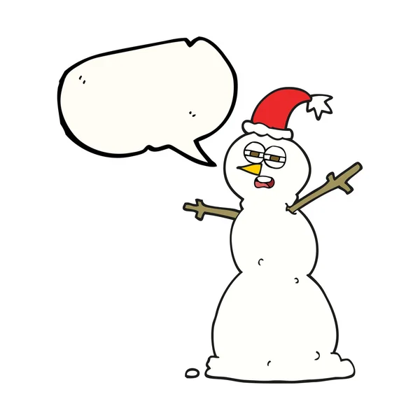 Fala bolha desenho animado infeliz boneco de neve —  Vetores de Stock