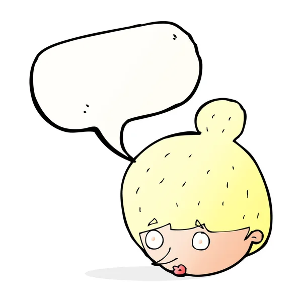Karikatür konuşma balonu ile kadının yüzüne şaşırttı — Stok Vektör