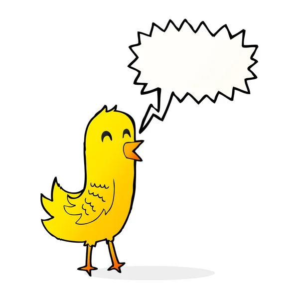 Dibujos animados pájaro feliz con burbuja de habla — Vector de stock