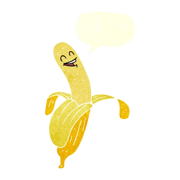 Banana de desenhos animados retro à mão livre — Vetor de Stock