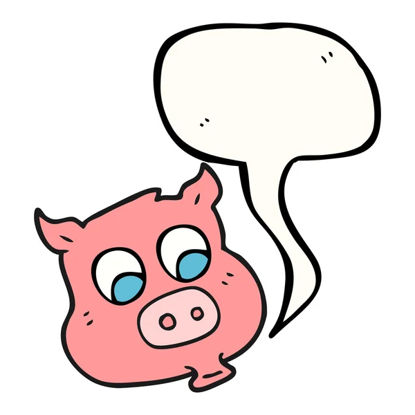 Discorso bolla cartone animato maiale — Vettoriale Stock