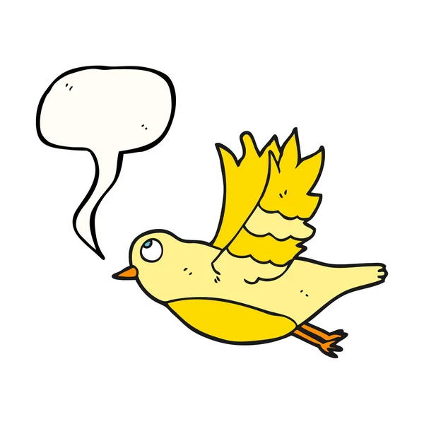 Konuşma kabarcık karikatür kuş uçan — Stok Vektör