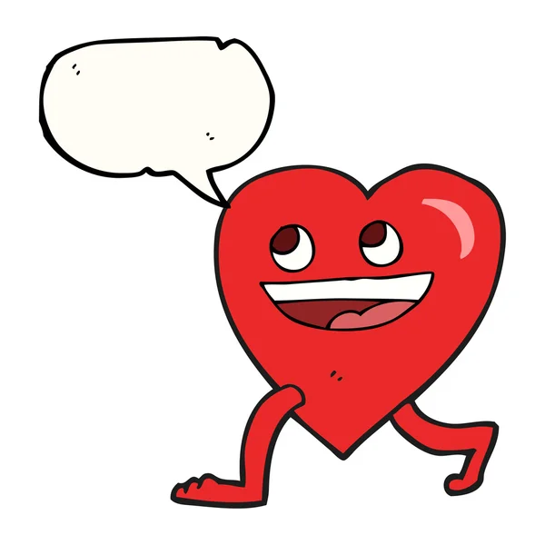 Sprechblase Cartoon Walking Heart — Stockvektor