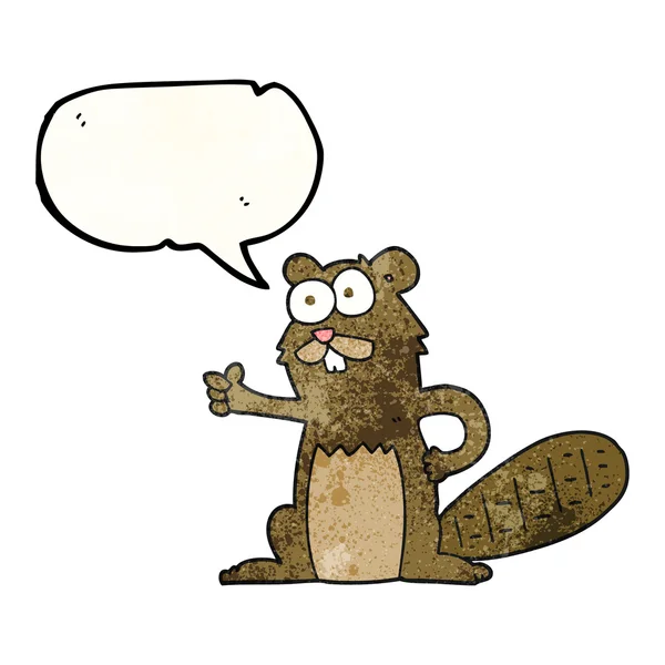 Speech bubble textured cartoon beaver — Stock Vector
