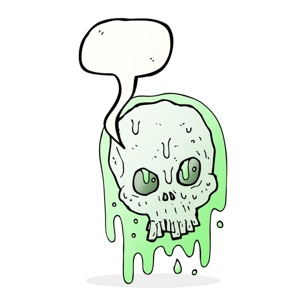 Calavera viscosa de dibujos animados con burbuja del habla — Vector de stock