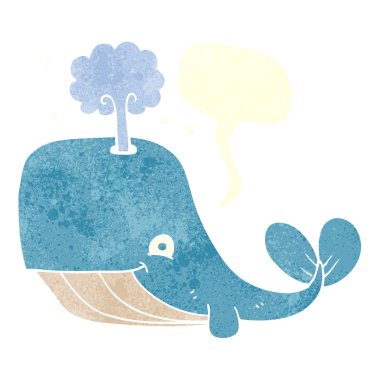 freehand retro karikatür balina spouting 