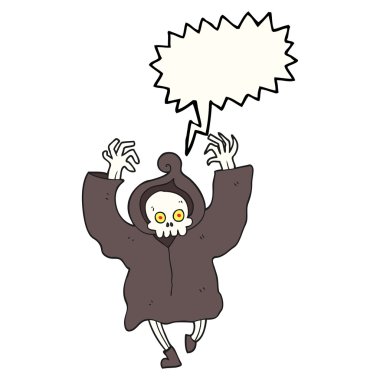 Ölüm iskelet dans konuşma kabarcık karikatür