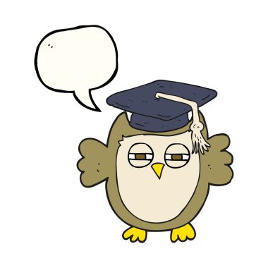 konuşma kabarcık karikatür akıllı baykuş