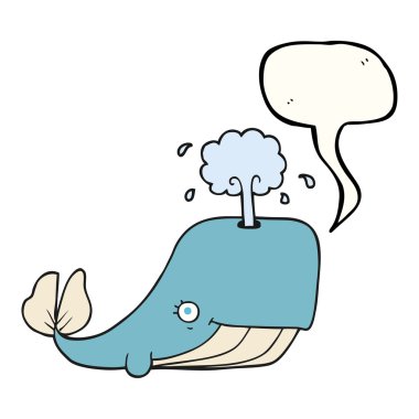 su spouting konuşma kabarcık karikatür balina