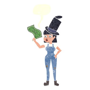 tutan serbest retro karikatür kadın 