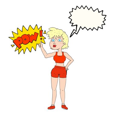 sembol Yaşasın vererek mutlu jimnastik salonu kadın