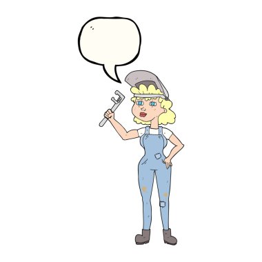 konuşma balonu anahtar ile yetenekli kadın karikatür