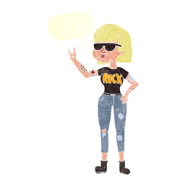 FreeHand retro karikatür rock kadın