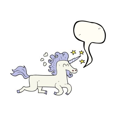 konuşma kabarcık karikatür tek boynuzlu at