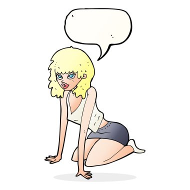 konuşma balonu ile seksi poz çekerek çizgi film kadın