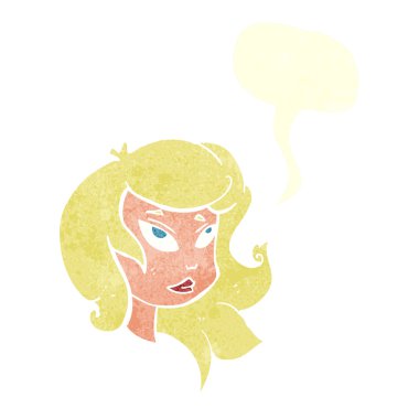 karikatür mutlu kadın yüzü ile 