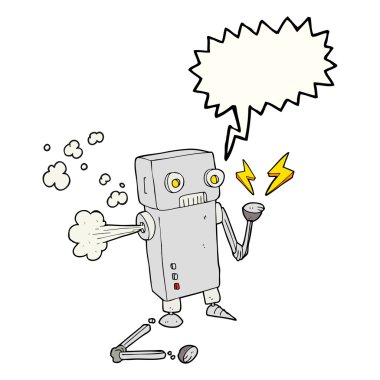 konuşma kabarcık karikatür kırık robot