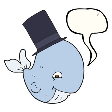 konuşma kabarcık karikatür balina silindir şapka