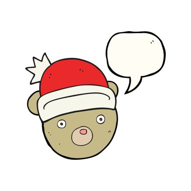 konuşma kabarcık karikatür ayıcık Noel şapka
