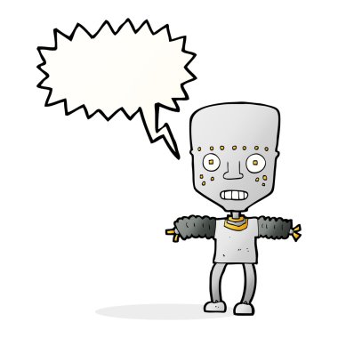 Konuşma baloncuklu çizgi film robotu