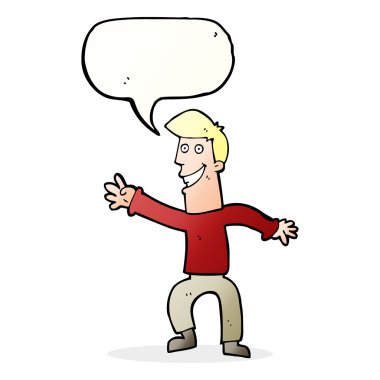 karikatür mutlu bir adam ile konuşma balonu dans