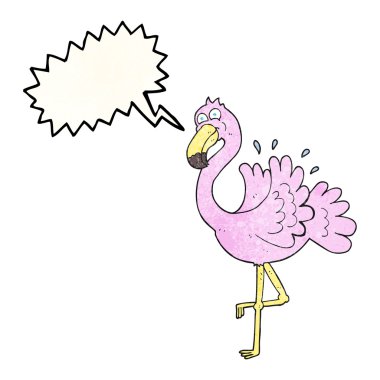 konuşma balonu dokulu karikatür flamingo