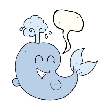 su spouting konuşma kabarcık karikatür balina