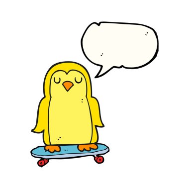 konuşma kabarcık karikatür kuş kaykay üzerinde