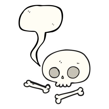 konuşma kabarcık karikatür kafatası ve kemikler