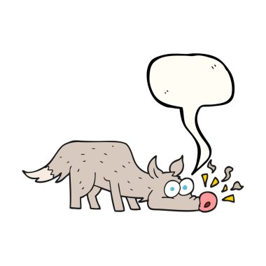 konuşma kabarcık karikatür köpek koklama 