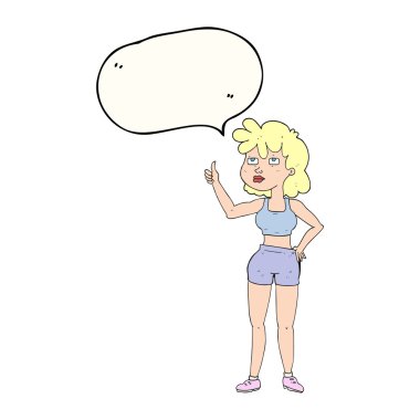 konuşma kabarcık karikatür jimnastik salonu kadın