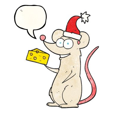 konuşma balonu dokulu karikatür Noel fare