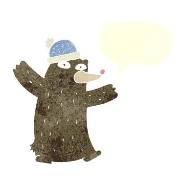 freehand retro karikatür ayı giyiyor 