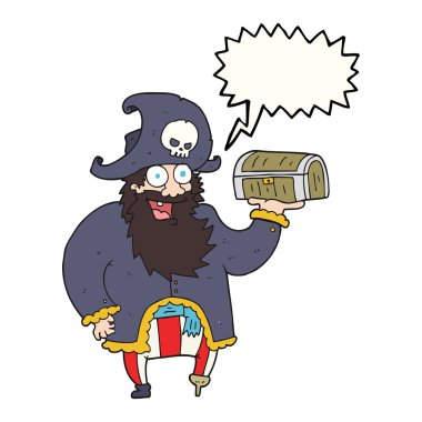 konuşma kabarcık karikatür korsan Kaptan ile hazine sandığı